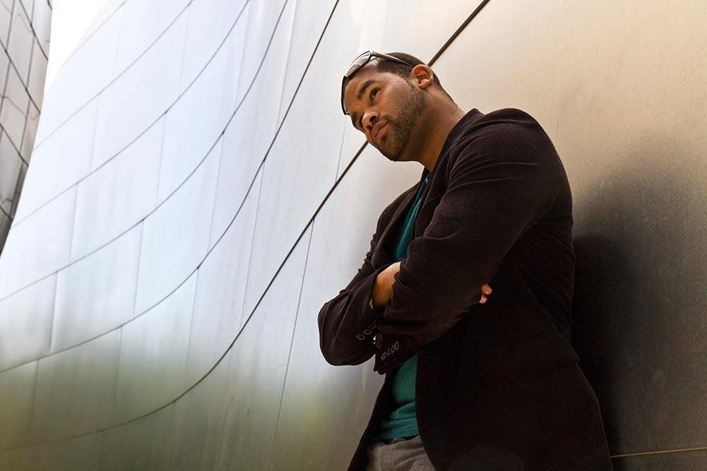 Photo of LACP male model at Disney Hall during a workshop, taken by One-Year Professional Program studnet Judy Wang