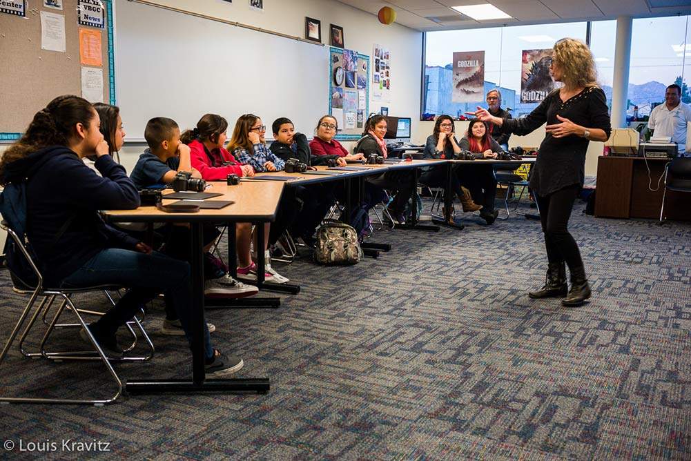 Students at Boyle Heights Boys and Girls Club learning photography by intructor Julia Dean