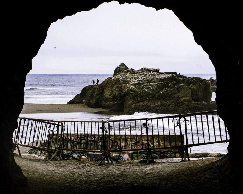 Xan Walker, Walk on the Wild Side, Looking out of a cave to distant rocks, Lands End, 2022, Archival pigment print, 8" x 10"